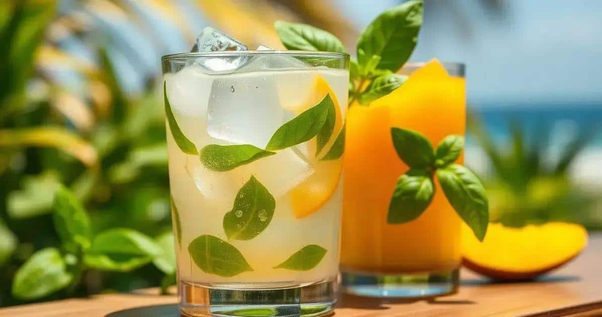 Kokoswasser mit Mangosaft und Basilikum: Eine sommerliche Erfrischung!