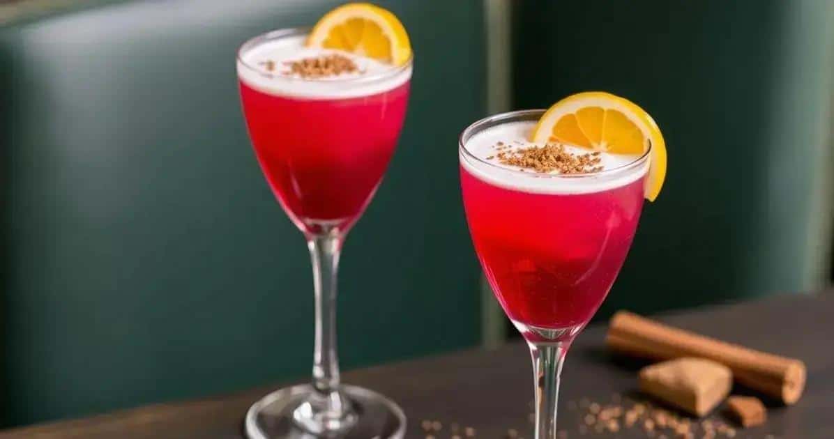 Servieren des Pisco Sour mit Hibiskusschaum