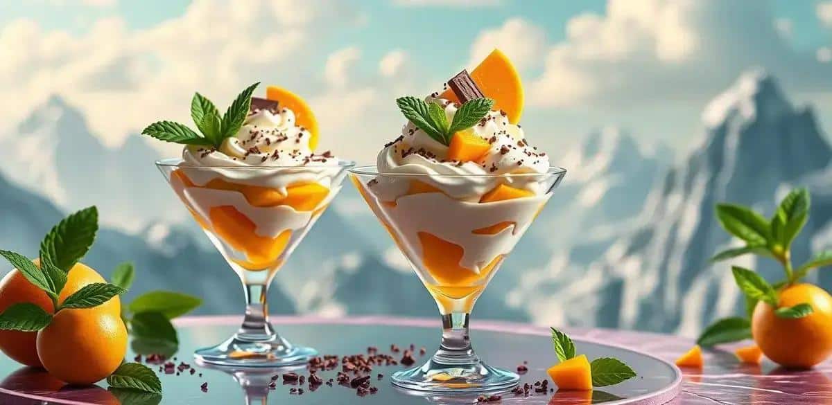 Serviervorschläge für Eis mit Mango- und Minzlikör