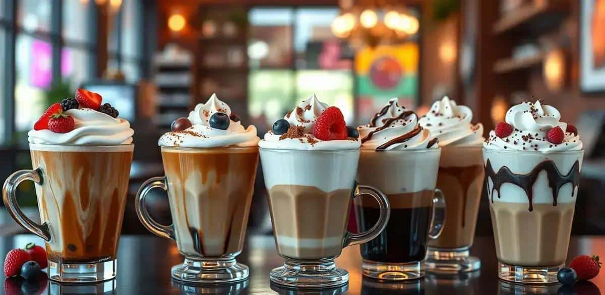Variationen für Kaffee mit Beerenlikör und Schlagsahne