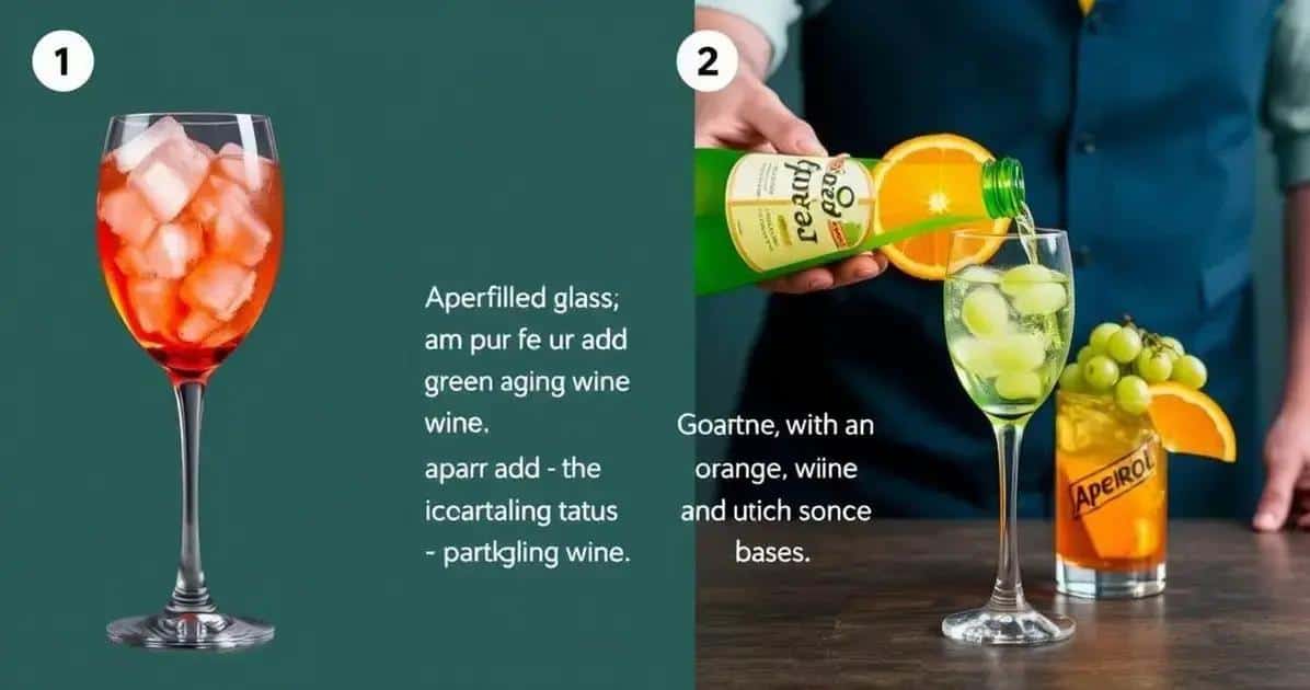 Zubereitung des perfekten Aperol mit grünem Traubensekt