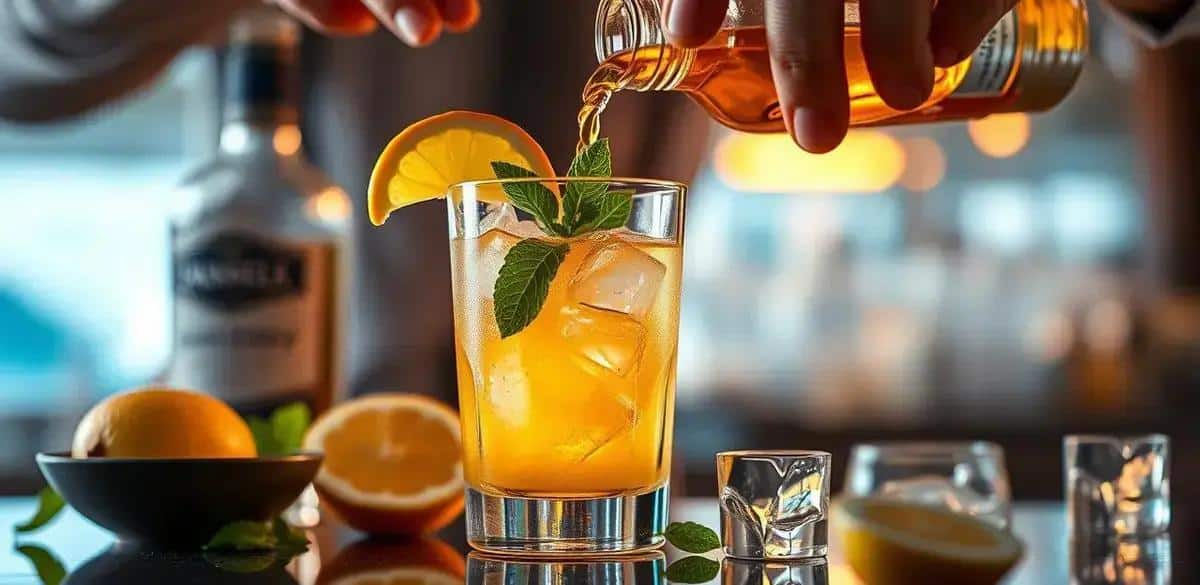Zubereitung von Whisky mit Ingwersirup und sizilianischer Zitrone