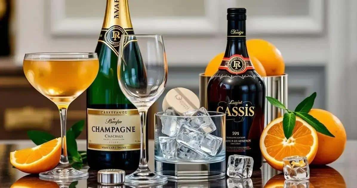 Zutaten für Champagner mit Cassislikör und Orange