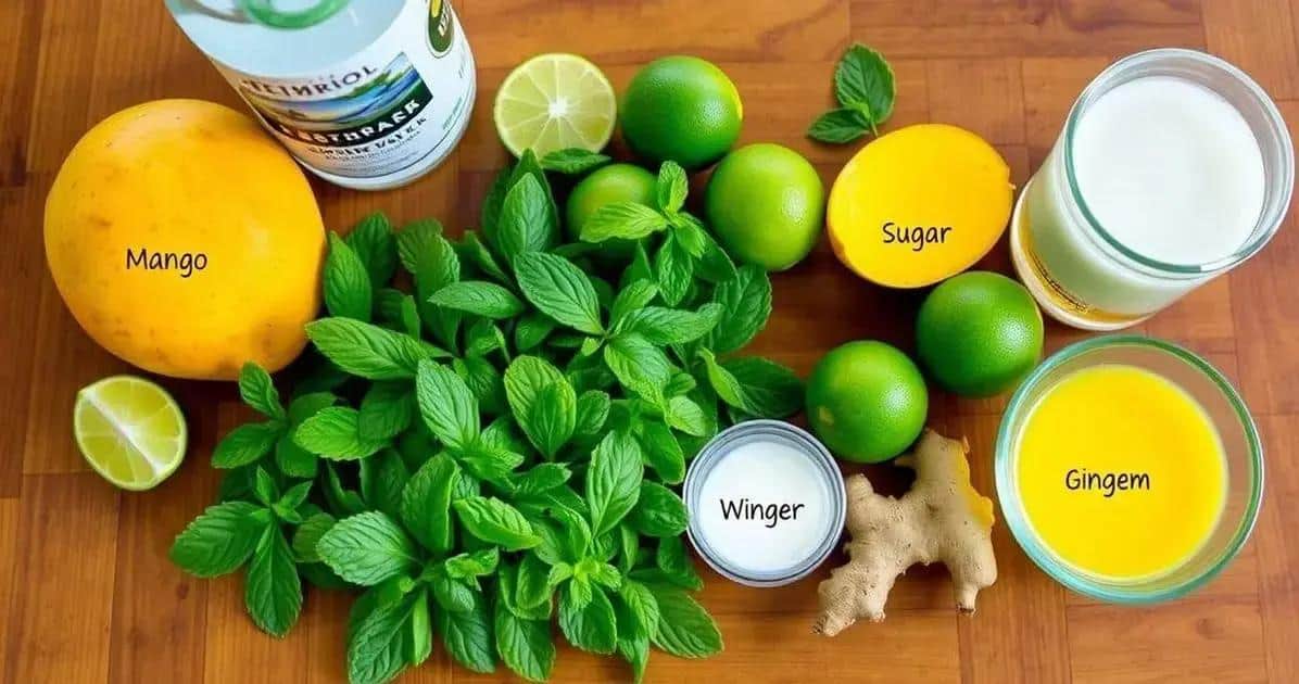 Zutaten für den Mango-Mojito mit Ingwerschaum