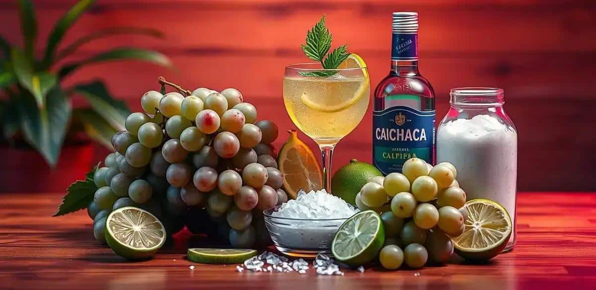 Zutaten für die grüne Trauben-Caipirinha