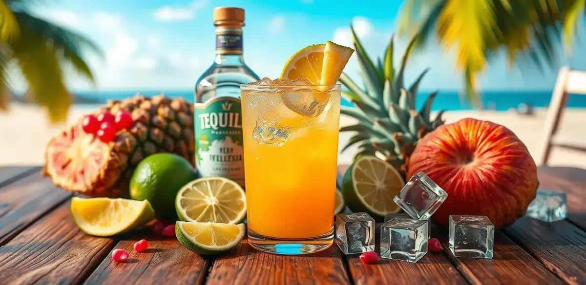 Zutaten für die Margarita mit Ananassaft und rosa Pfeffer