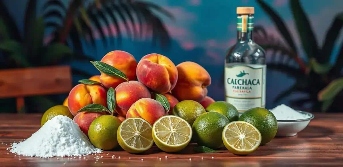 Zutaten für die Pfirsich-Caipiríssima