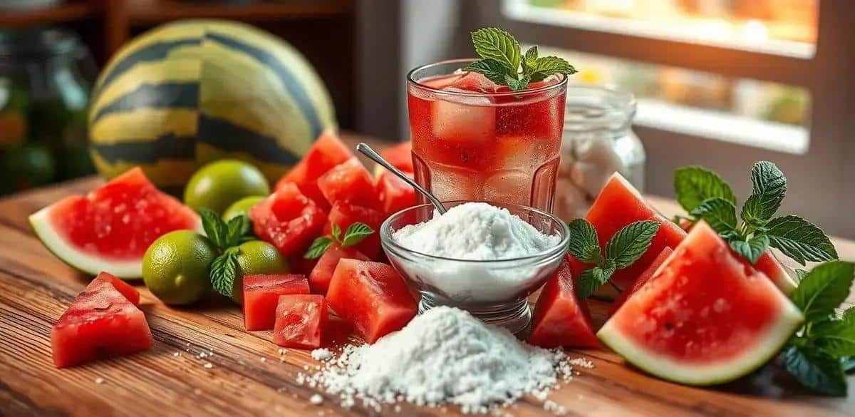 Zutaten für die Wassermelonen-Caipiroska