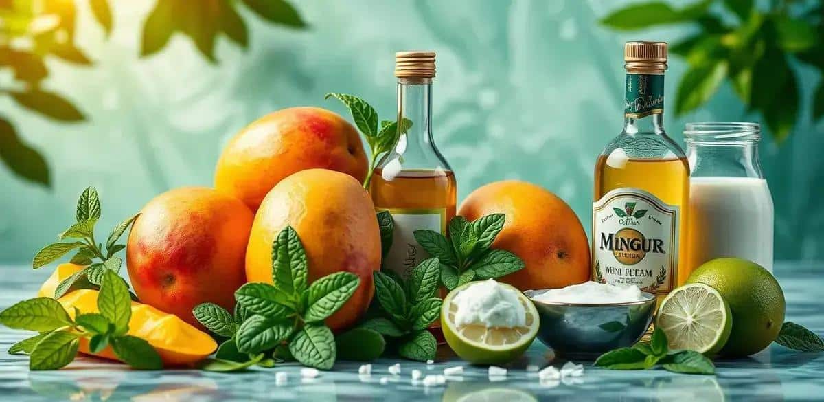 Zutaten für Eis mit Mango- und Minzlikör