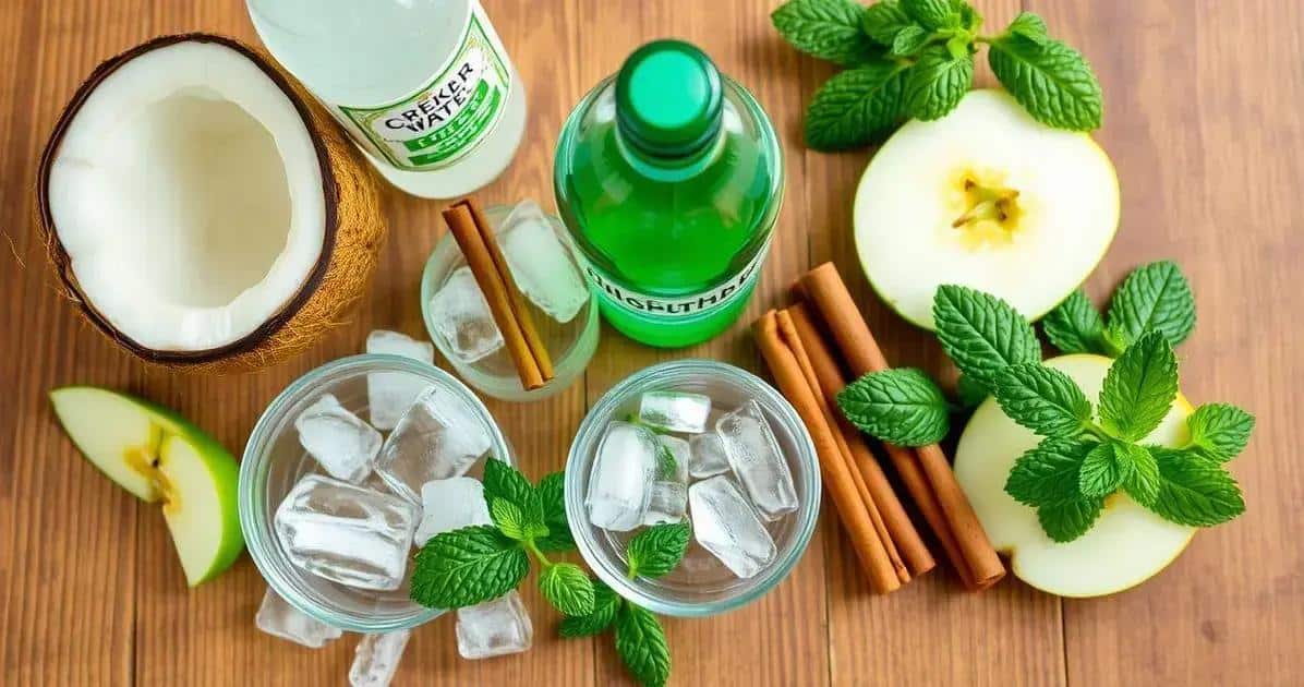 Zutaten für Kokoswasser mit grünem Apfelsoda und Zimt
