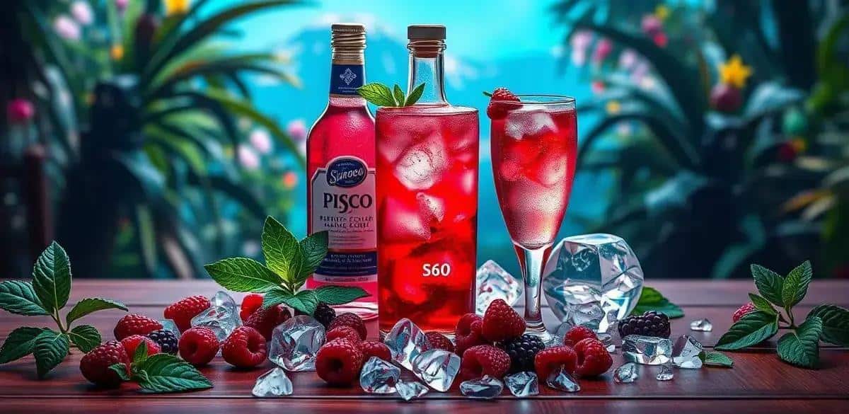 Zutaten für Pisco mit Beerenlikör und Soda