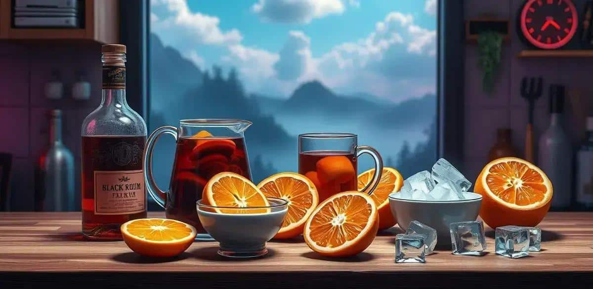 Zutaten für Rum mit schwarzem Tee und Orange