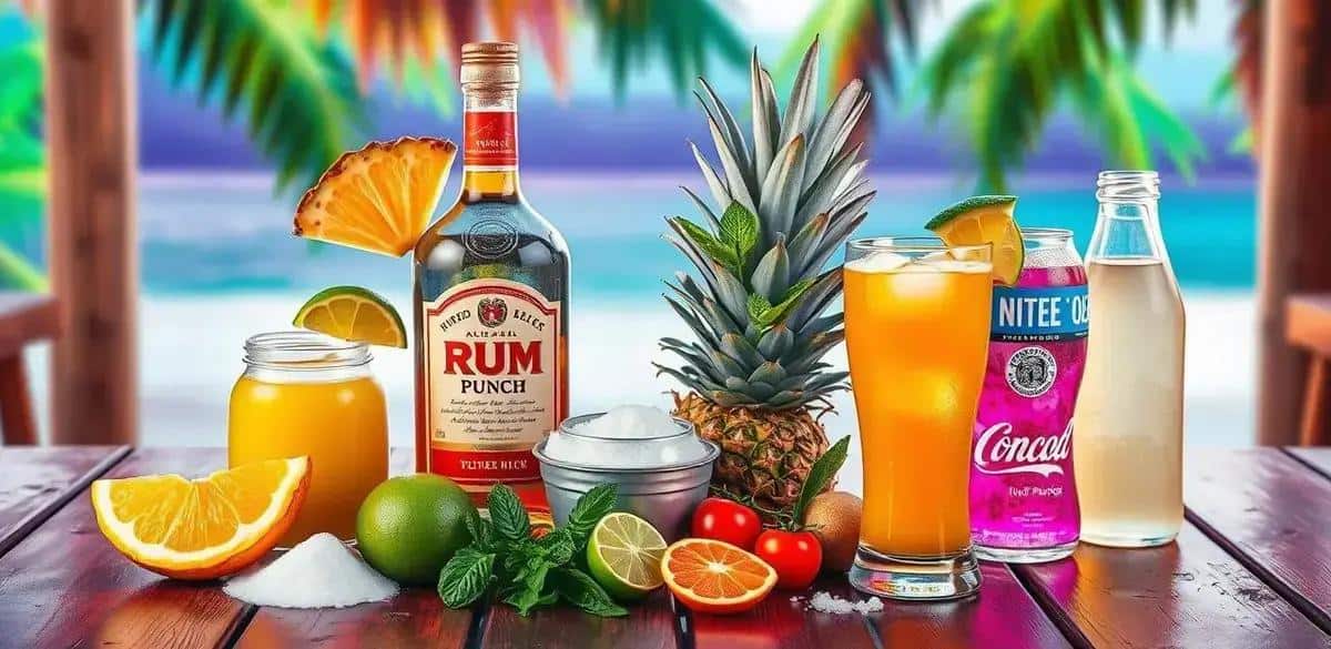 Zutaten für Rum-Punsch mit Ananasschaum und Minze
