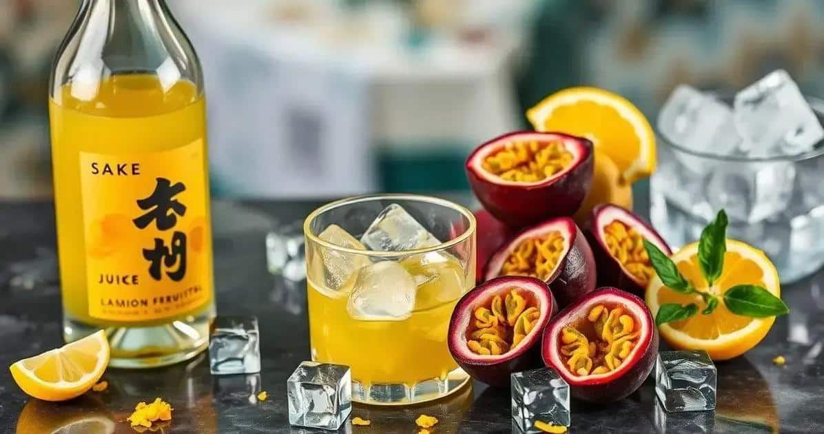 Zutaten für Sake mit Passionsfruchtsaft und Zitronenzeste