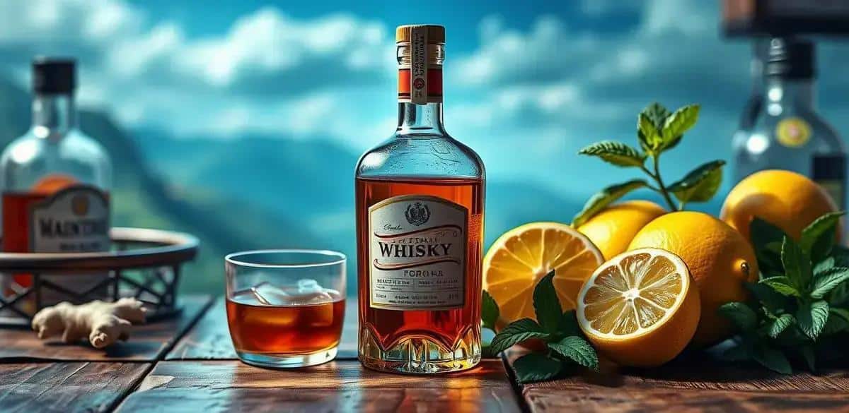 Zutaten für Whisky mit Ingwersirup und sizilianischer Zitrone