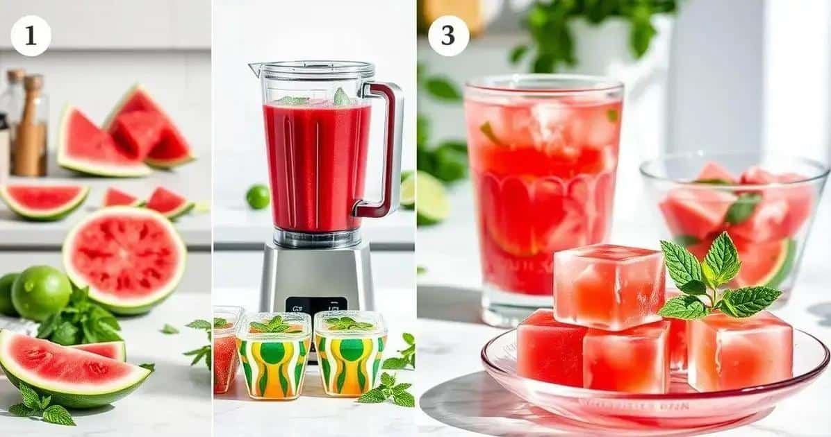 Detaillierte Zubereitung von Wassermelonen-Minz-Eis