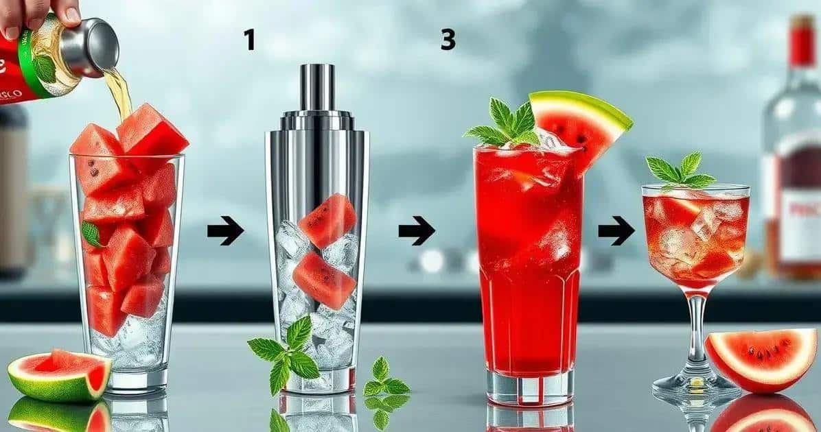 Die Zubereitung von Pisco mit Wassermelonensaft und Minze