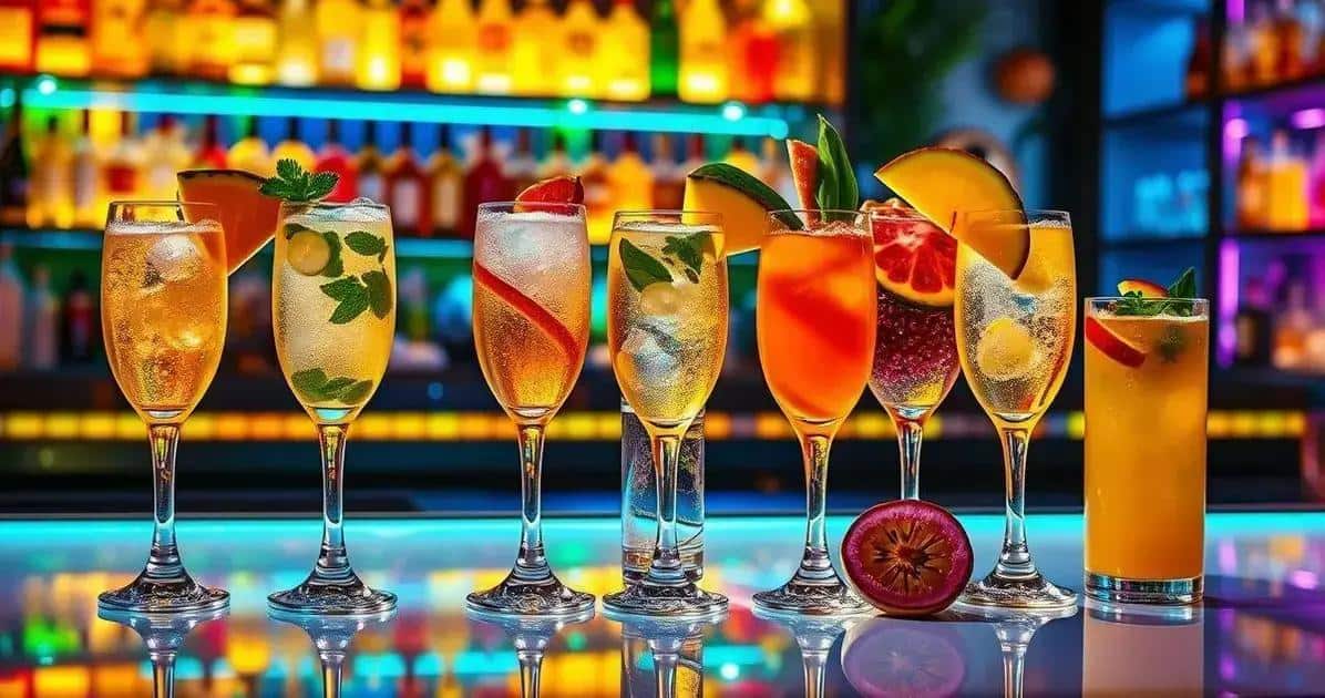 Varianten des Champagner mit Passionsfruchtsaft