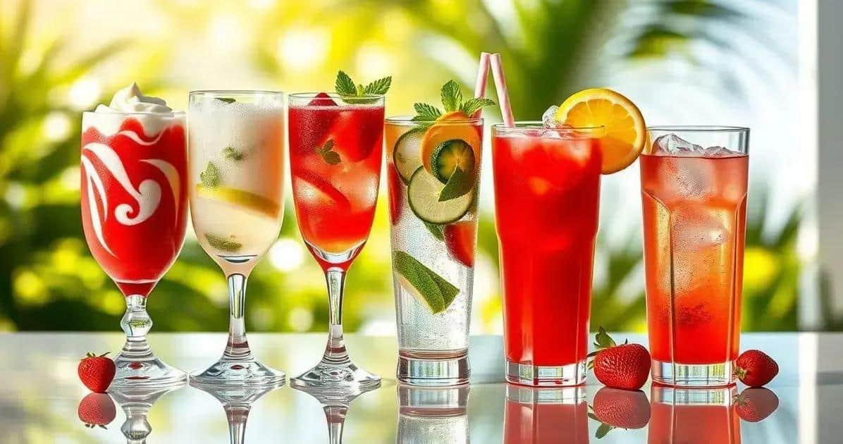 Variationen des gefrorenen Erdbeer-Drinks
