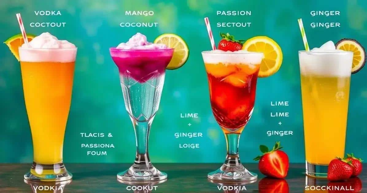 Variationen des Wodka mit Passionsfruchtschaum und Minze