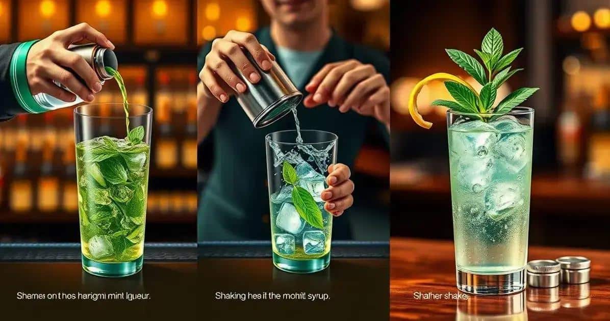 Vorbereitung des Minzlikör-Drinks