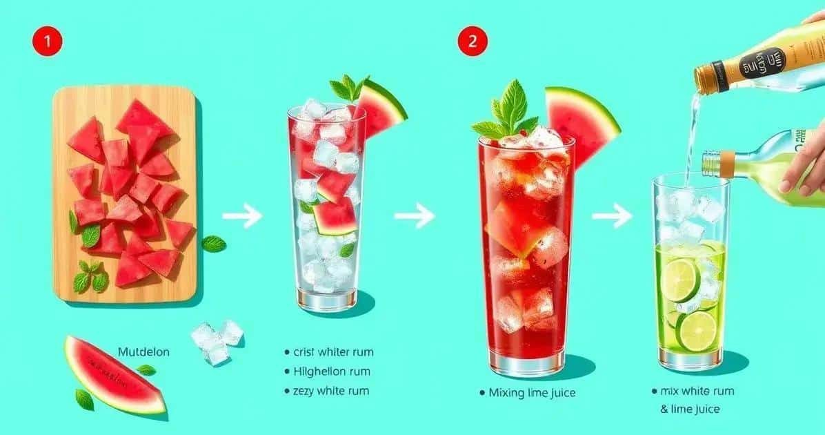 Vorbereitung des Wassermelonen-Mojitos mit weißem Rum