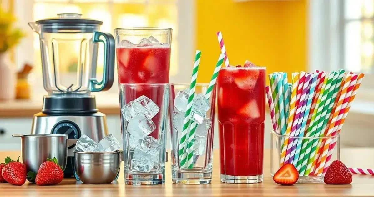 Zubehör für die Zubereitung des Erdbeer-Drinks
