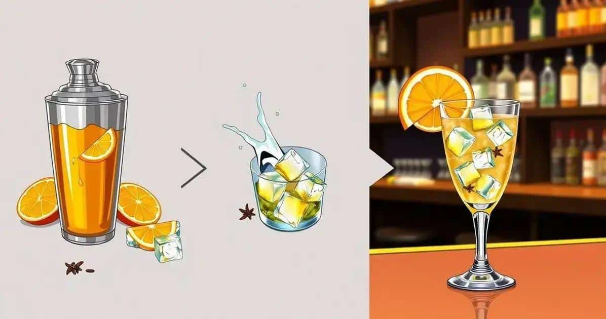 Zubereitung des Cocktails Rum mit Orange und Nelke
