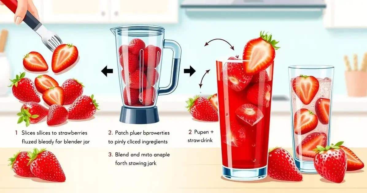 Zubereitung des gefrorenen Erdbeer-Drinks