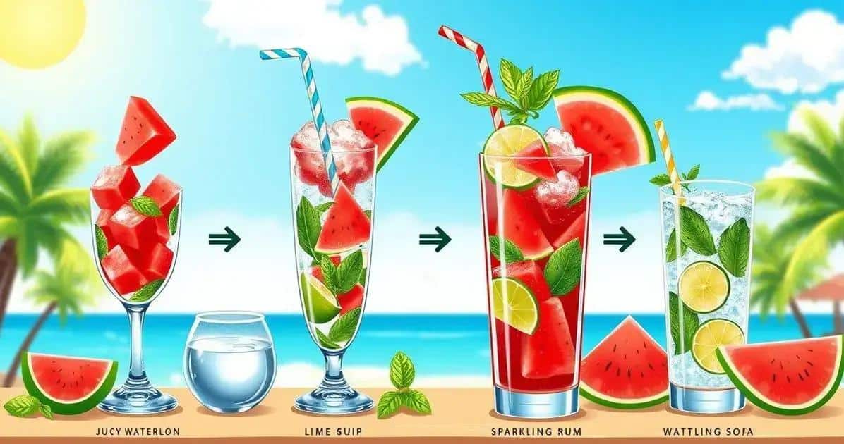 Zubereitung des Mojito mit Wassermelone
