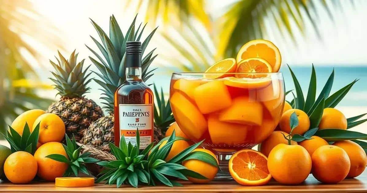 Zutaten für den Rum-Punsch mit tropischen Früchten
