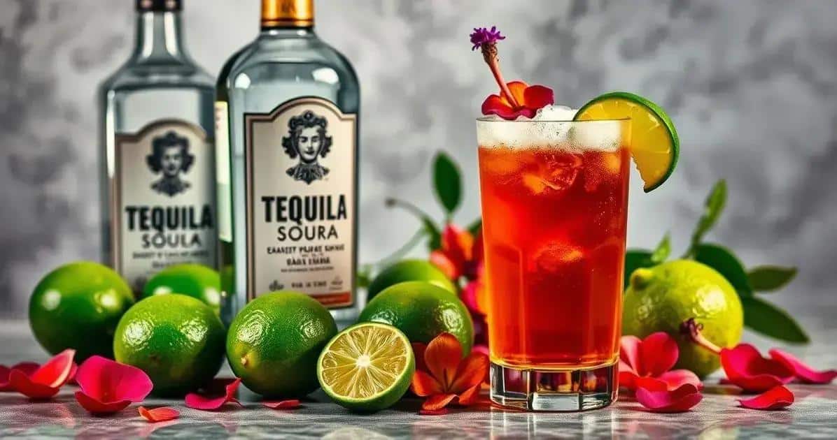 Zutaten für den Tequila Sour mit Hibiskusschaum