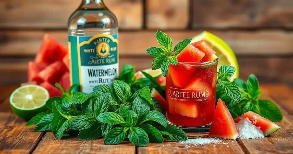 Zutaten für den Wassermelonen-Mojito mit weißem Rum