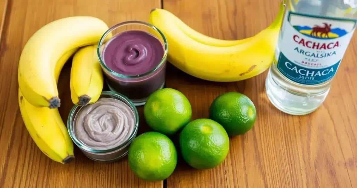 Zutaten für die Açaí- und Bananen-Caipirinha