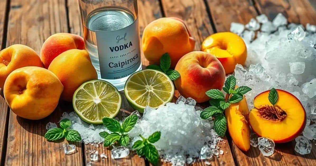 Zutaten für die Pfirsich-Caipiroska