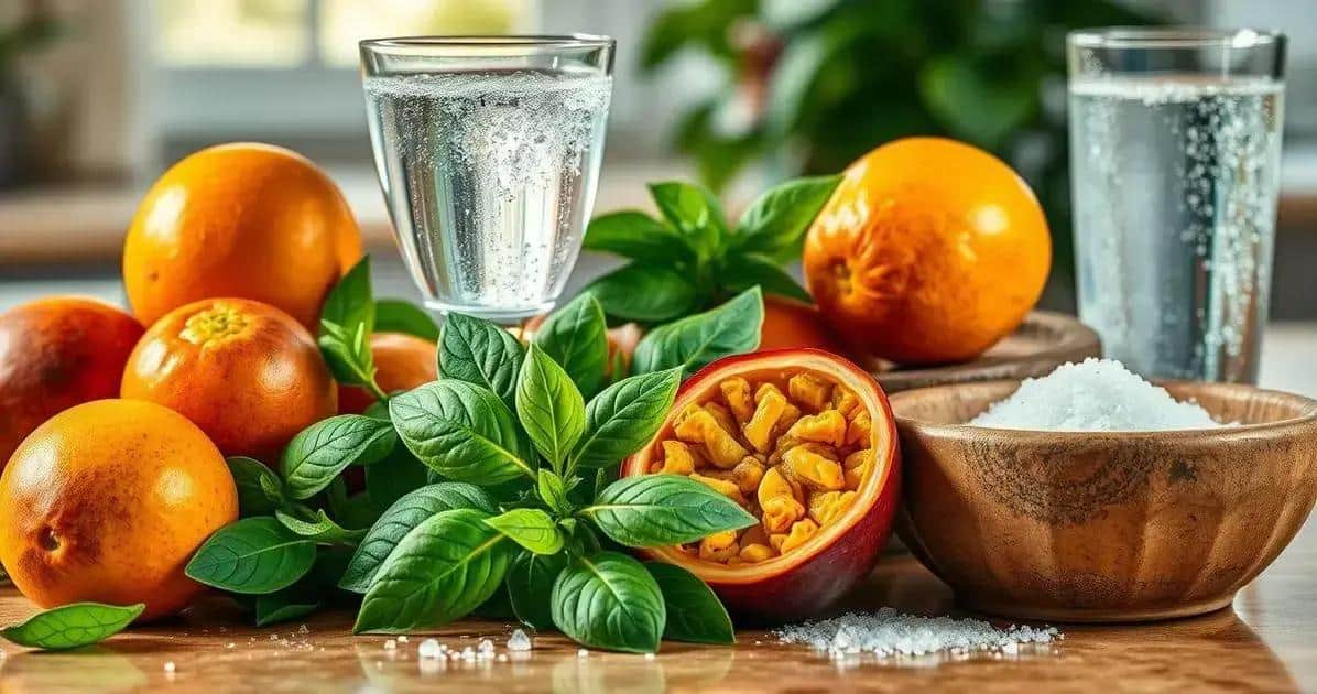 Zutaten für Passionsfrucht-Soda mit Basilikum
