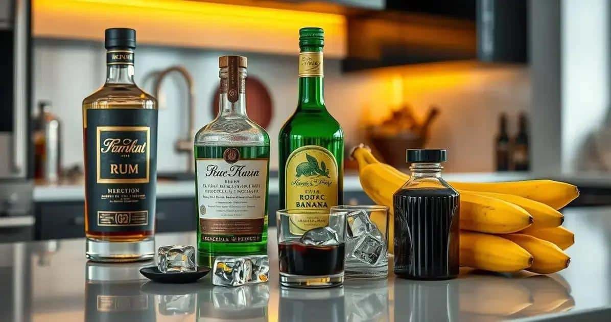 Zutaten für Rum mit Bananenlikör und Schokoladensirup