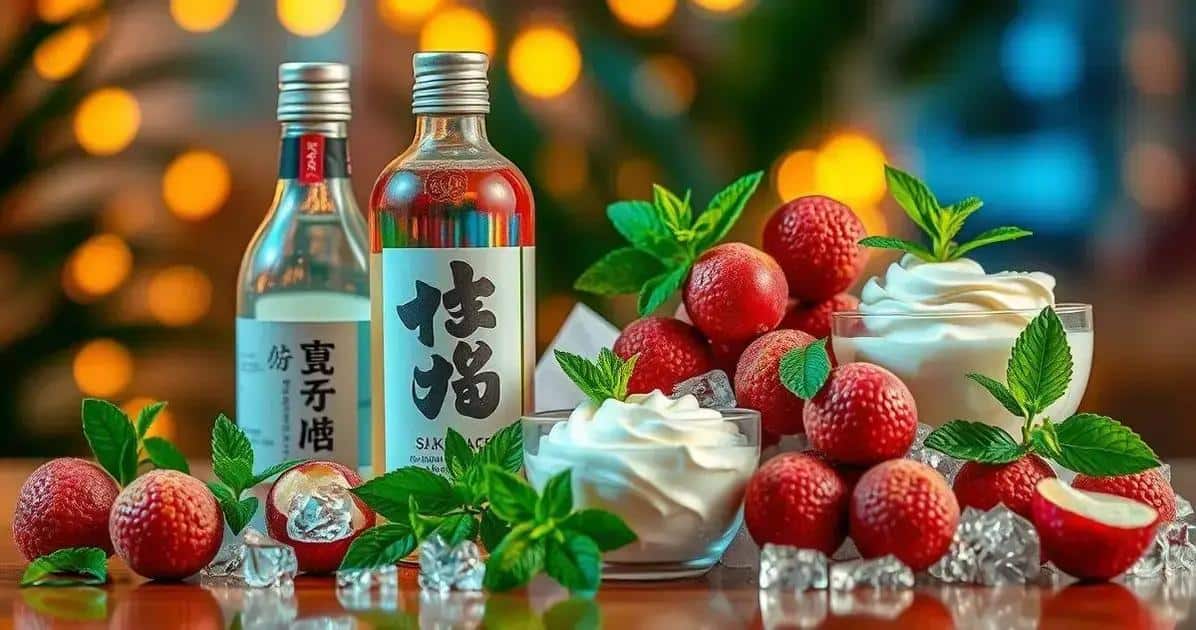 Zutaten für Sake mit Litschi und Ingwerschaum