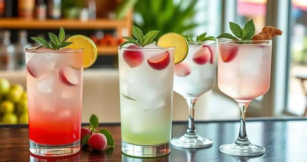 2-3 Varianten des Tequila mit Litschi und Tonic