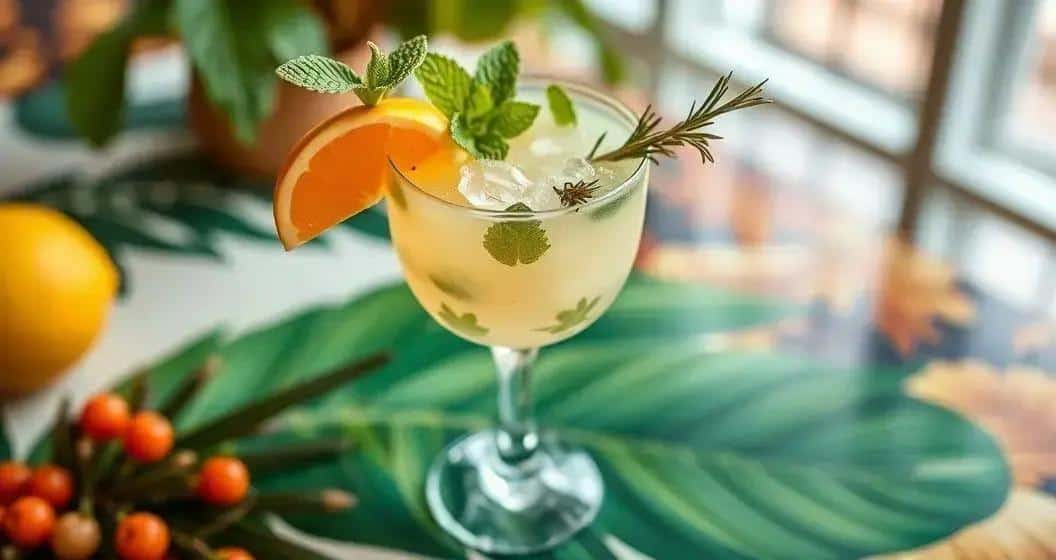 Ananas Caipirinha mit frischen Kräutern