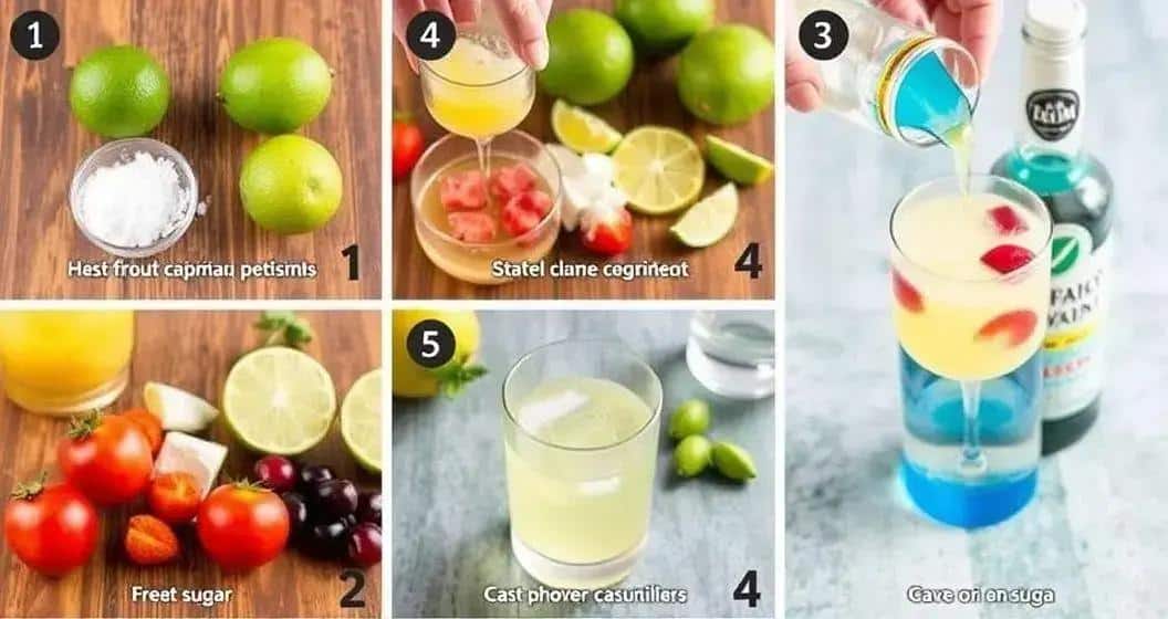 Detaillierte Zubereitung der Frucht-Caipiríssima