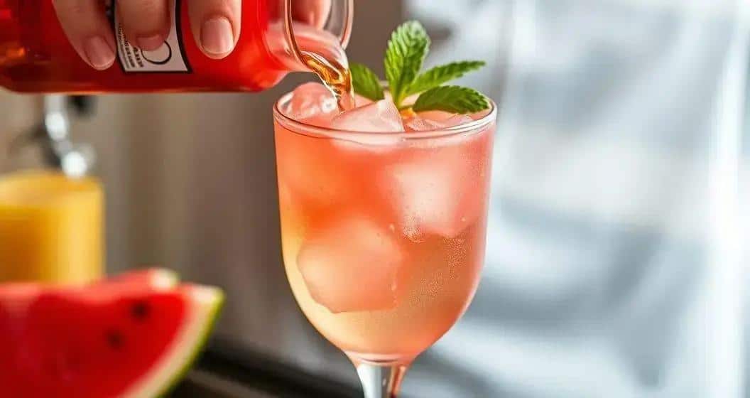 Detaillierte Zubereitung des Aperols mit Wassermelonensaft