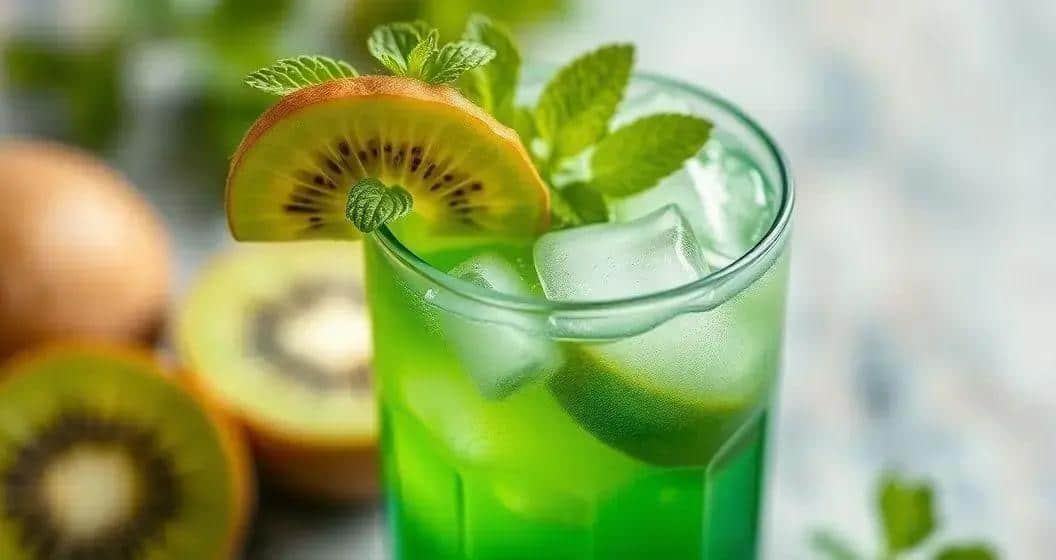 Grüner Drink mit Kiwi-Soda und Minze: Erfrischende Sommerdrinks!