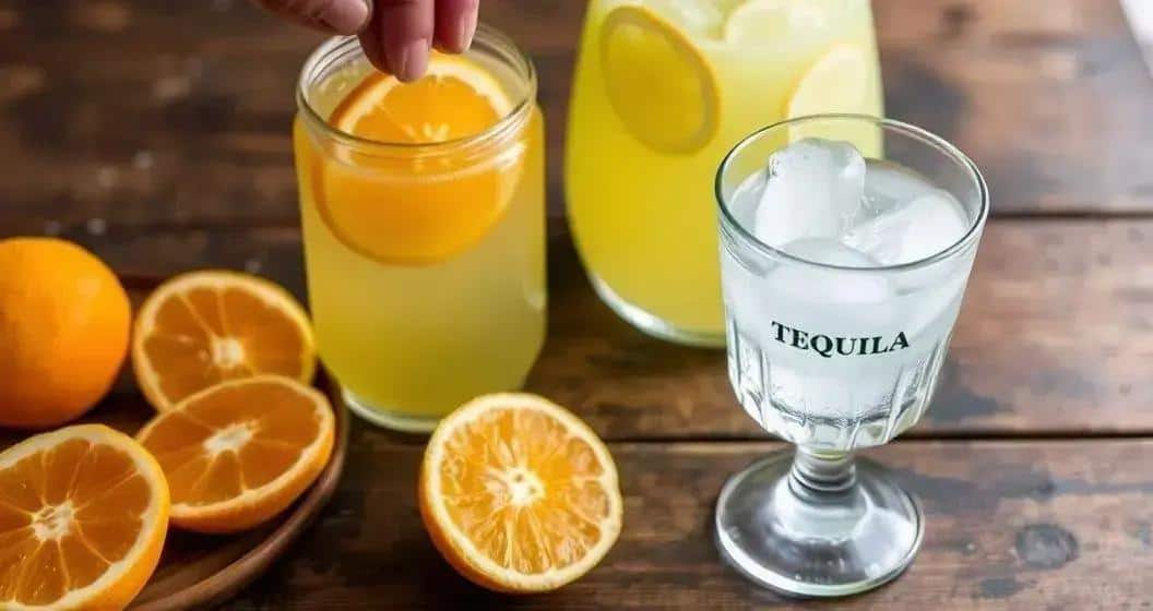 Hausgemachte Mandarinenlimonade für Tequila