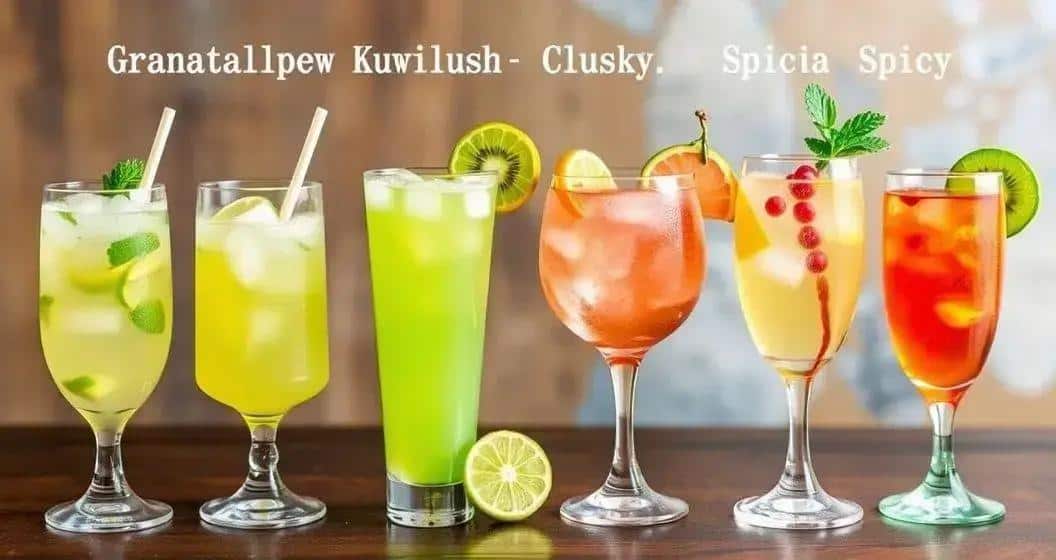 Originelle Variationen des Granatapfel-Kiwi-Drinks