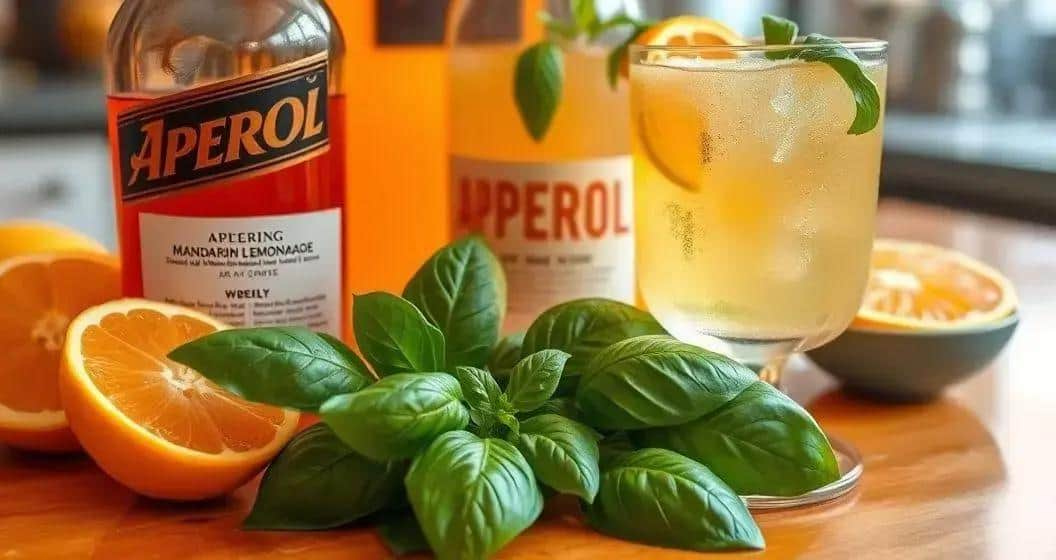 Recipe Ingredients: Aperol, Mandarinenlimonade und Basilikum
