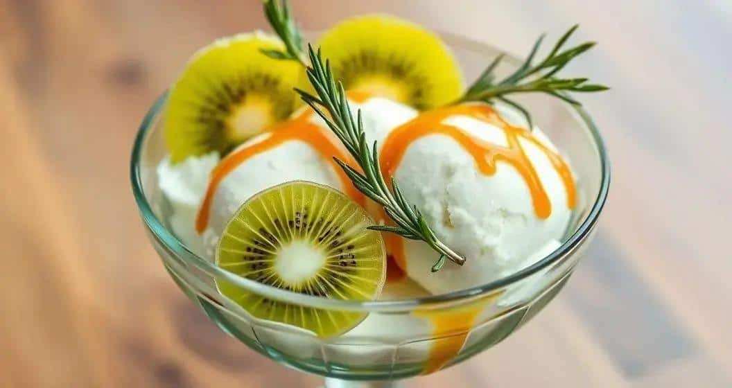 Serviervorschläge für das Eis mit Kiwisaft