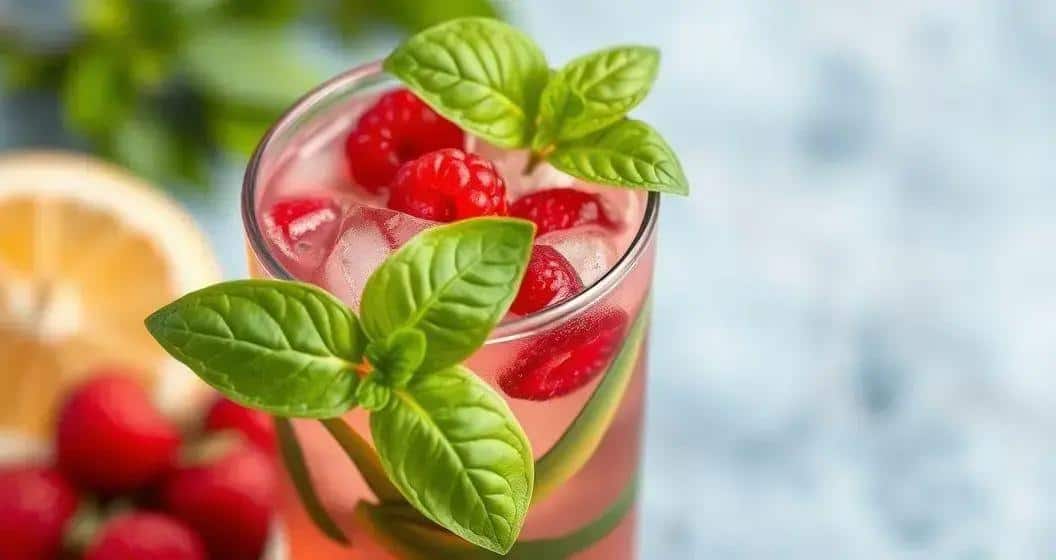 Tropischer Energydrink mit roten Beeren und Basilikum: Ein erfrischender Kick!