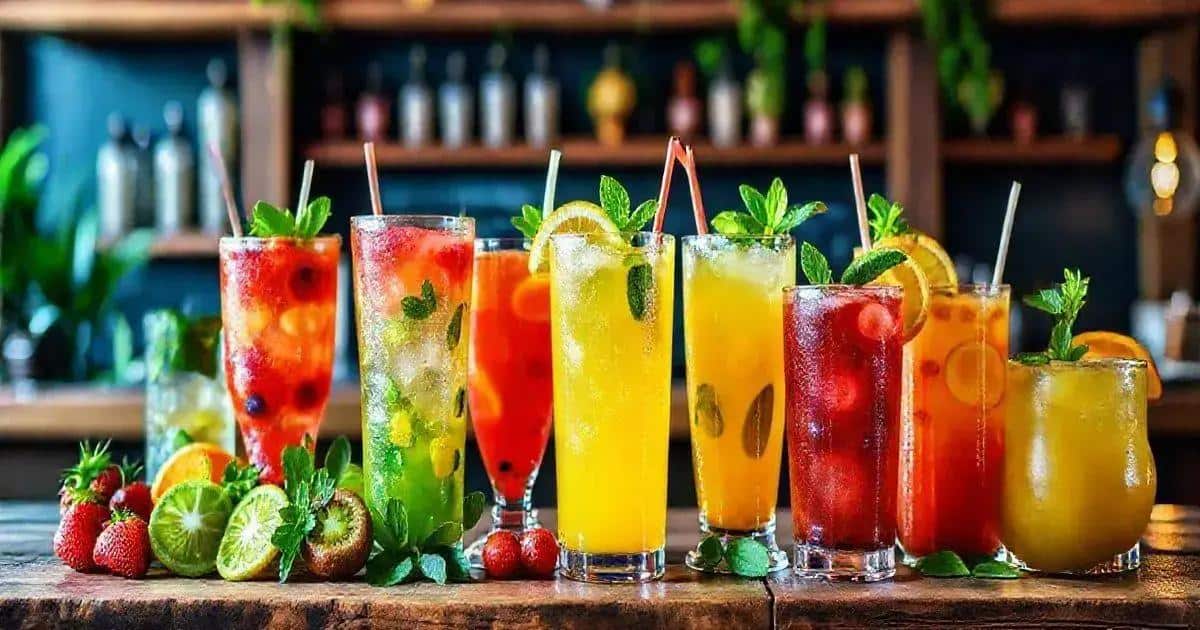 Variationen der Caipiroska mit Energydrink