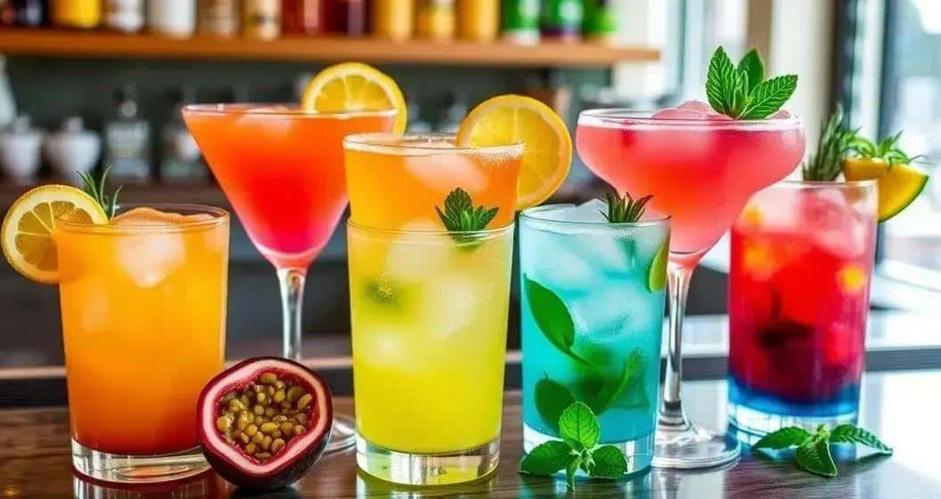 Variationen der Passionsfrucht Caipiroska mit Rosmarin